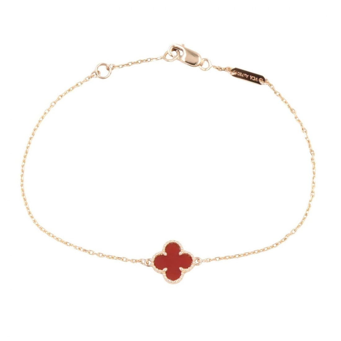 Van Cleef & Arpels Sweet Alhambra Bracelet, Carnelian 18KPG (Pink Gold), Carnelian, Women's,: --- Catalog ---Category: SizeLength: 15.5cm - 17cm / 6.1'' - 6.69''Category: DesignType: Charm braceletColor: Gold, Red colorGender: WomenMaterial: Pink gold (18K)Category: GeneralMPN: