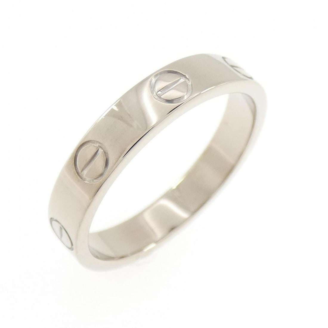 Cartier Mini Love Ring: --- Catalog ---Category: SizeWidth: 3.5mm / 0.14''Weight: 4g / 0.14oz.JP Size: 13US Size: 6.5Category: DesignType: Band ringGender: WomenMaterial: White gold (18K)Category: GeneralLine: LoveBrand: