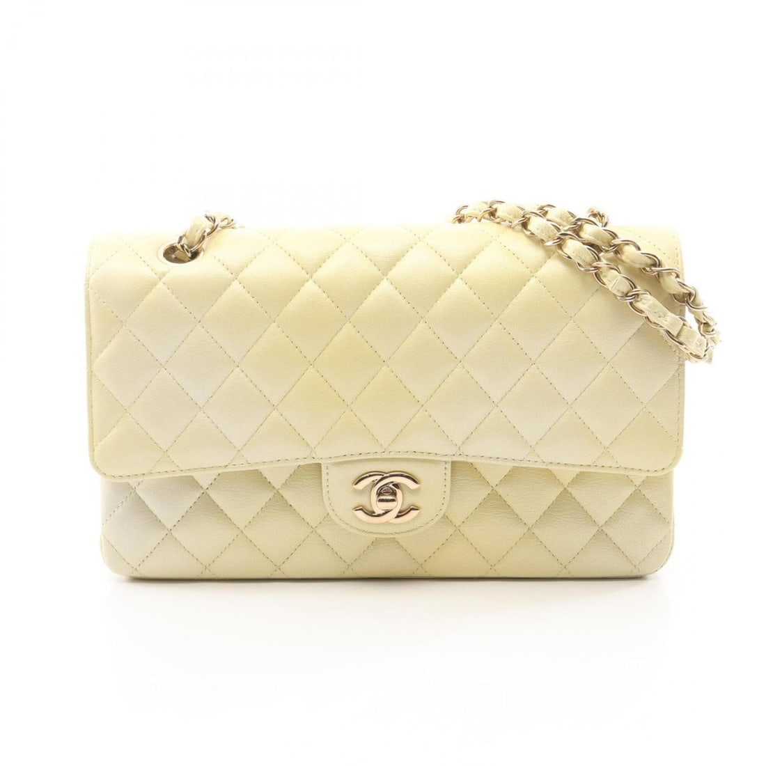 Chanel Matelassé Double Flap Gradient Shoulder Bag Handbag Leather Women's Yellow A01112 (1 of 8)