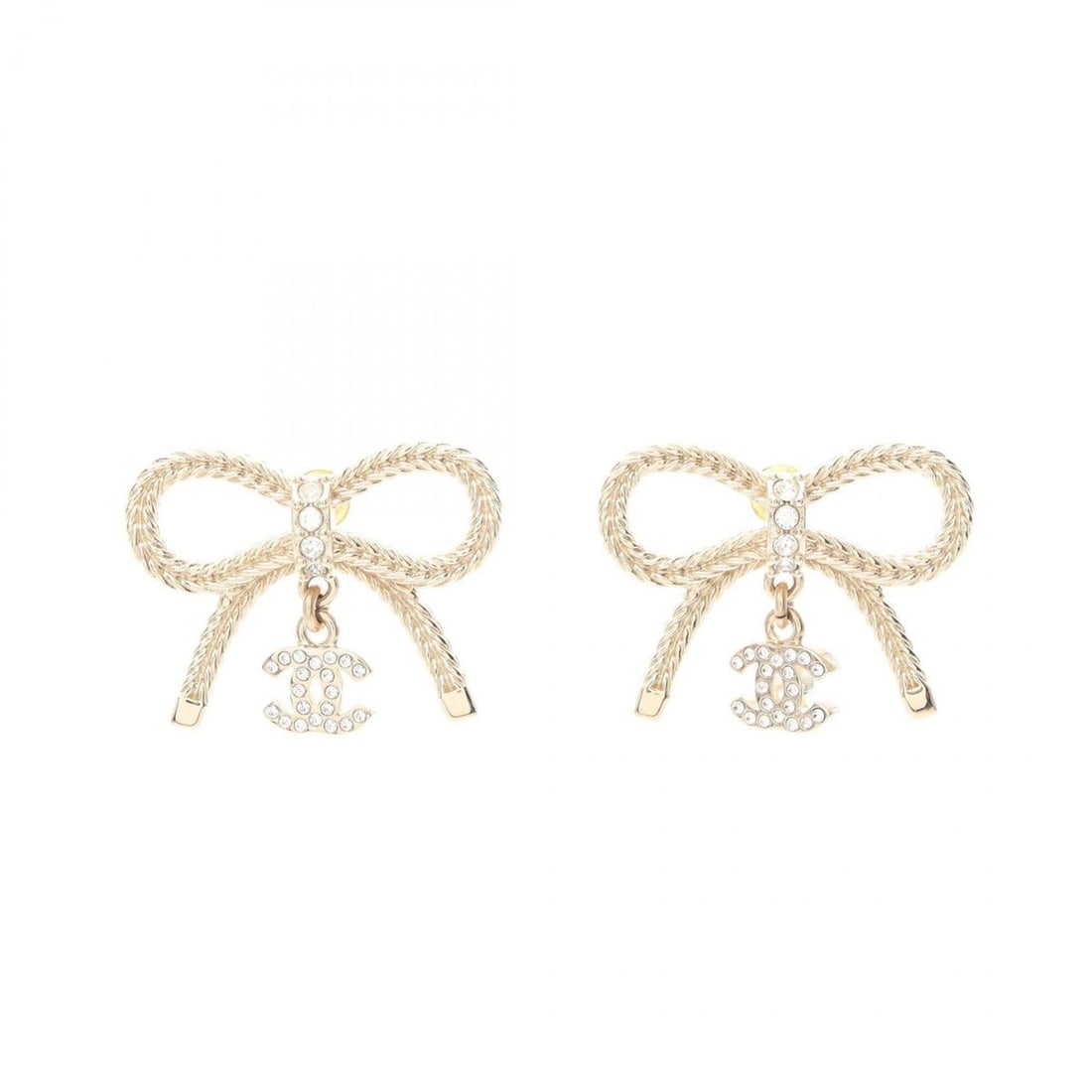 Chanel Coco Mark Ribbon Swing Earrings, Gold Plated (GP) Rhinestone Women's, Tone: --- Catalog ---Category: SizeSize (HxWxD): 24.00mm x 30.00mm / 0.94'' x 1.18''Category: DesignType: Stud earringsColor: GoldGender: WomenMaterial: Gold plating, RhinestoneCategory: GeneralBrand: Chane