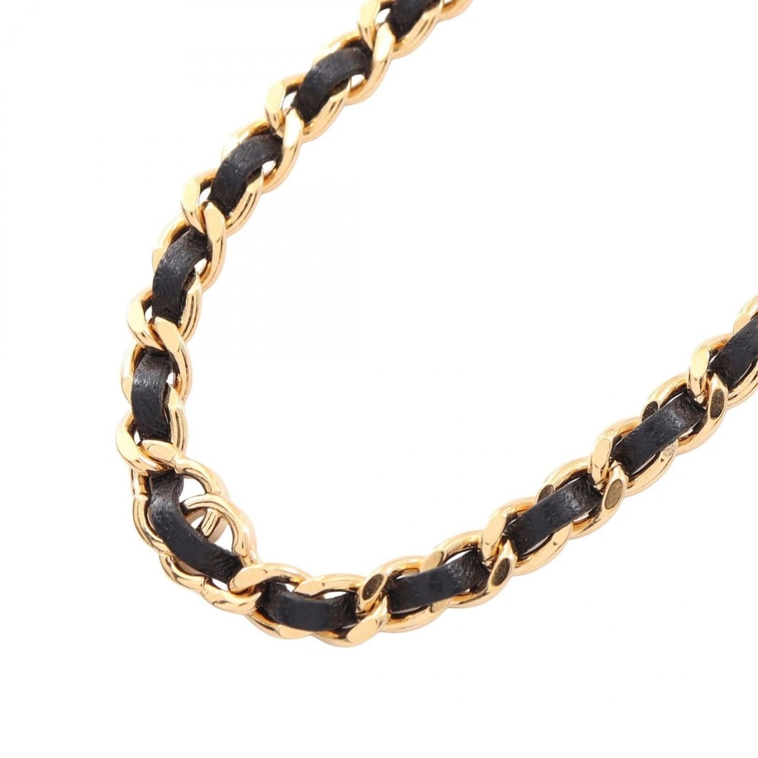 Chanel Coco Mark Chain Necklace Jewelry GP (Gold Plated) Leather Women's Gold/Black: --- Catalog ---Category: SizePendant Size: 11mm x 15mm / 0.43'' x 0.59''Neck Circumference: 42 cm - 49 cm / 16.53'' - 19.29''Category: DesignColor: Black, GoldGender: WomenMaterial: Gold plating, Leat