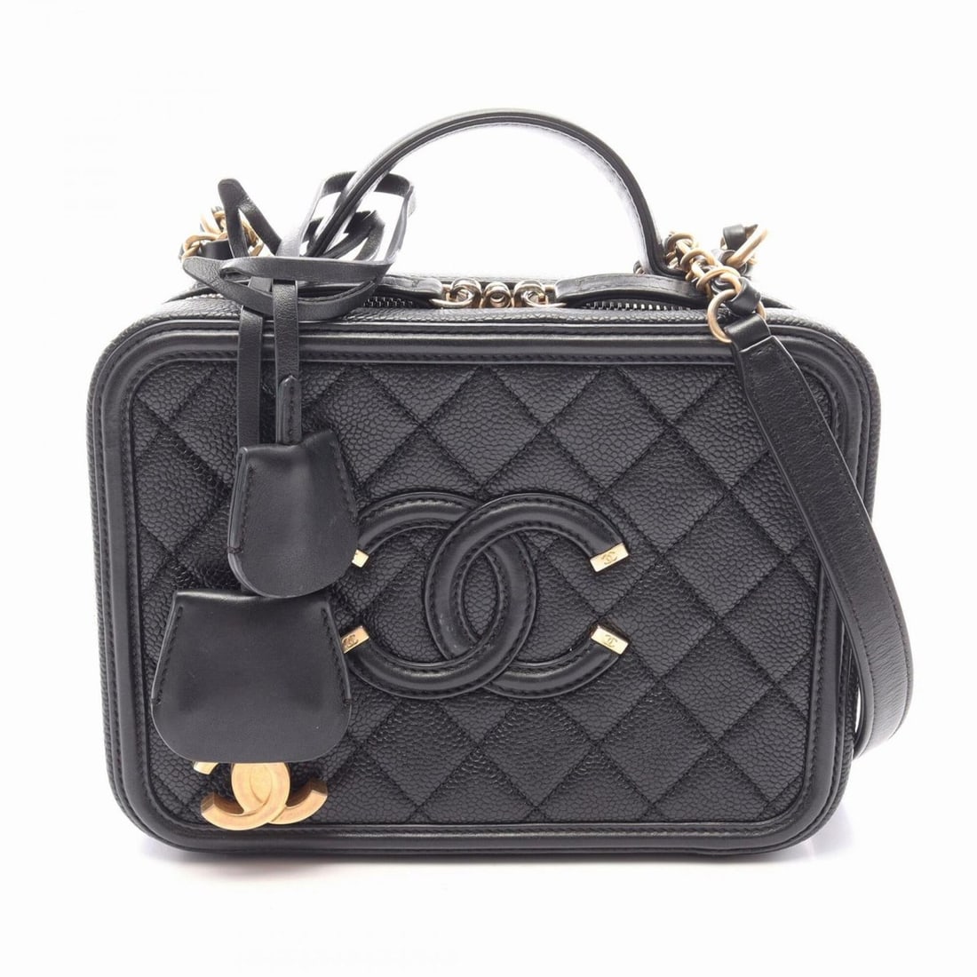 Chanel CC Figley Vanity Bag, 2-Way Shoulder Bag/Handbag, Caviar Skin (Grained Calfskin), Women's,: --- Catalog ---Category: SizeSize (HxWxD): 15.5cm x 21cm x 7.5cm / 6.1'' x 8.26'' x 2.95''Category: DesignType: Handbag, Shoulder bag, Vanity bagColor: BlackGender: WomenMaterial: Grained Calfskin Cat