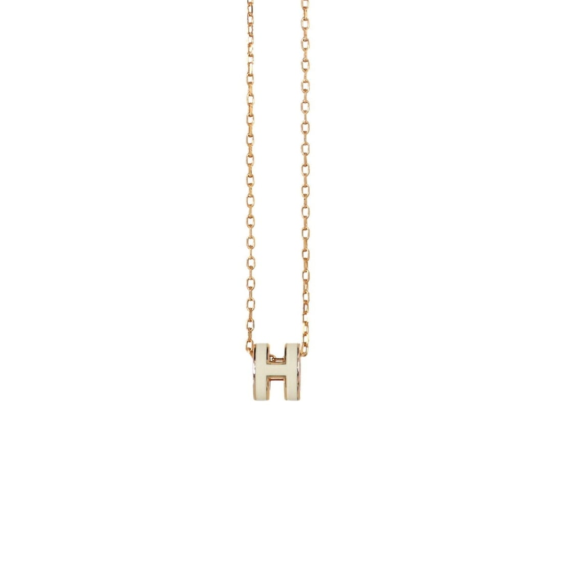 Hermes Mini Pop H Necklace, White Gold: --- Catalog ---Category: SizePendant Size: 9mm x 7mm / 0.35'' x 0.27''Neck Circumference: 40 cm / 15.74''Category: DesignColor: Gold, WhiteGender: WomenNecklace Type: NecklaceCategory: GeneralBrand: H