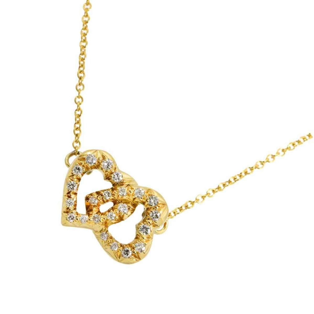 Tiffany & Co. Double Heart Diamond Necklace, 41cm, 18K Yellow Gold (750): --- Catalog ---Category: SizePendant Size: 10.4mm x 14.2mm / 0.4'' x 0.55''Neck Circumference: 41 cm / 16.14''Category: DesignGender: WomenMaterial: Yellow gold (18K)Necklace Type: NecklaceCategory: G