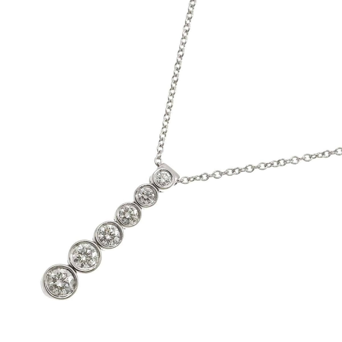 Tiffany & Co. Jazz Graduated Diamond Necklace, 41cm, Platinum (Pt): --- Catalog ---Category: SizePendant Size: 23mm x 4.8mm / 0.9'' x 0.18''Neck Circumference: 41 cm / 16.14''Category: DesignGender: WomenMaterial: Platinum 950Necklace Type: NecklaceCategory:
