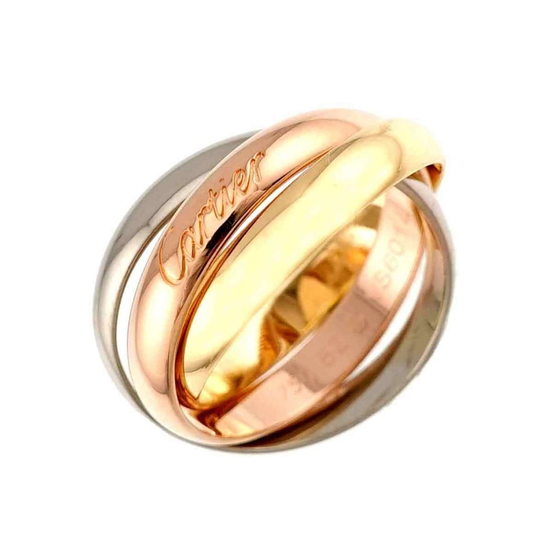 Cartier Trinity Medium MM #52 Ring, 18K Yellow Gold, White Pink Triple Band, Three Colors, 750 Gold.: --- Catalog ---Category: SizeUS Size: 6.5Brand Size: 52Category: DesignType: Band ringGender: WomenMaterial: Pink gold (18K), White gold (18K), Yellow gold (18K)Category: GeneralBrand: Cartier---