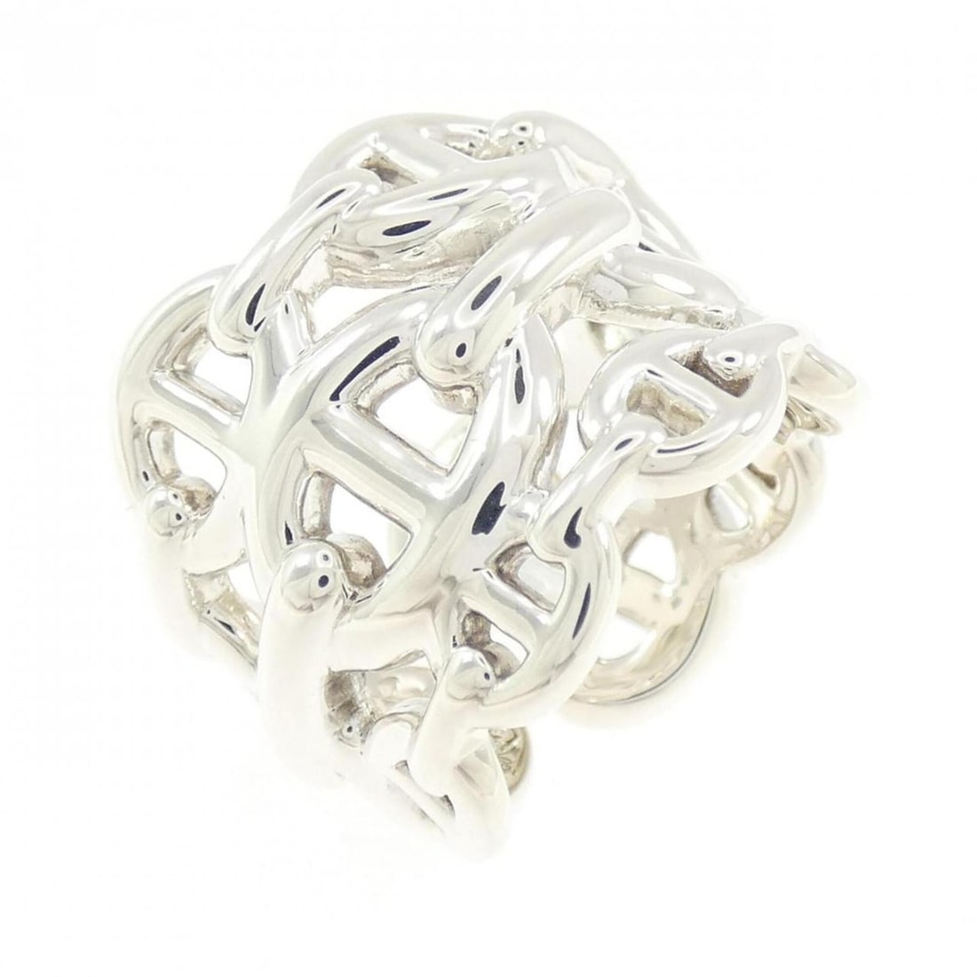 Hermes Hermès Chaine d'Ancre Enchainée Ring: --- Catalog ---Category: SizeUS Size: 5.5Brand Size: 50Category: DesignType: Band ringGender: WomenMaterial: Silver 925Category: GeneralMPN: H109506BBrand: Hermes--- Item List ---Section: ConditionRan