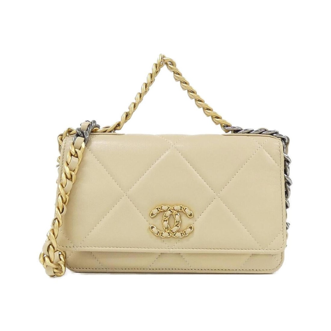 Chanel 19 line AP0957 wallet chain: --- Catalog ---Category: SizeSize (HxWxD): 12cm x 19cm x 4cm / 4.72'' x 7.48'' x 1.57''Category: DesignType: Chain/Shoulder walletColor: BeigeGender: WomenMaterial: Leather Leather/Fur Type: Lamb
