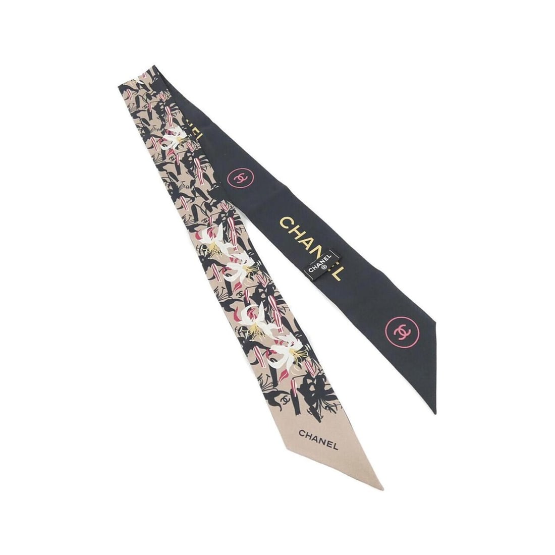 Chanel AA9185 Hairband: --- Catalog ---Category: SizeSize (LxW): 6cm x 1.2m / 2.36'' x 47.24''Category: DesignType: HeadbandColor: Black, PinkGender: WomenMaterial: SilkCategory: GeneralMPN: AA9185Brand: Chanel--- Item List 