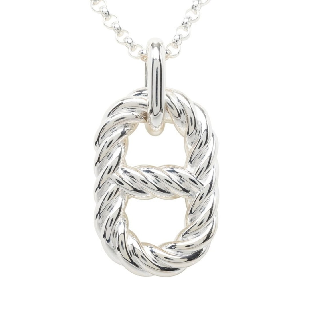 Hermes Chaine d'Ancre Area II Twist GM Pendant Necklace, SV925 Silver, Women's HERMES: --- Catalog ---Category: SizePendant Size: 41.5mm x 21.8mm / 1.63'' x 0.85''Neck Circumference: 68.5 cm / 26.96''Category: DesignColor: SilverGender: WomenMaterial: Silver 925Necklace Type: Pendant ne