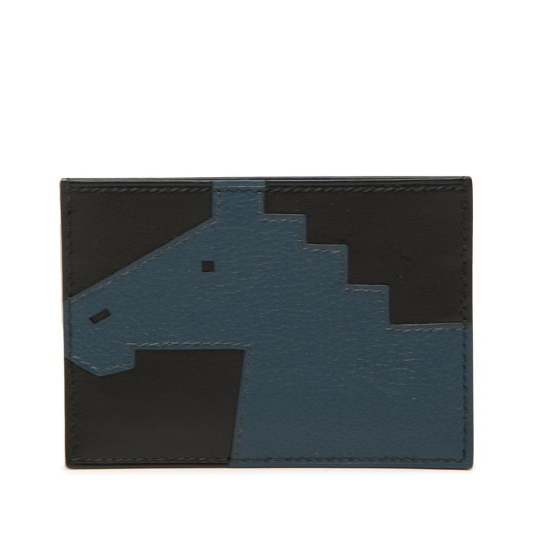 Hermes Cheval Pict Business Card Holder/Card Case/Pass Case, W Stamp, 2024, Black/Navy, Evercolor (1 of 7)