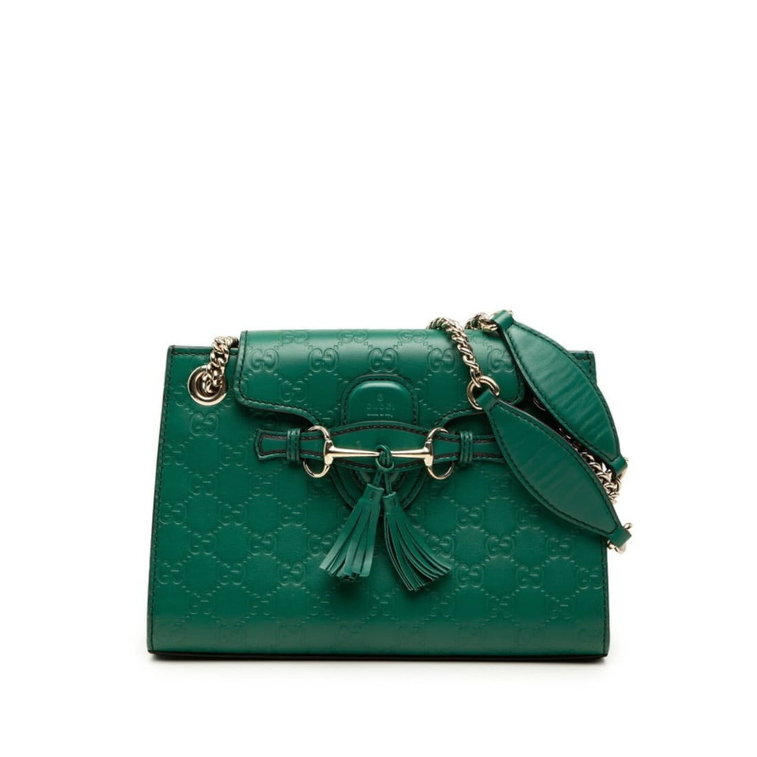 Gucci Guccissima Emily Tassel Charm Chain Shoulder Bag 369621 Green Leather Women's GUCCI: --- Catalog ---Category: SizeSize (HxWxD): 17cm x 25.7cm x 7cm / 6.69'' x 10.11'' x 2.75''Category: DesignType: Shoulder bagColor: GreenGender: WomenMaterial: Leather Category: GeneralMPN: 369621Brand