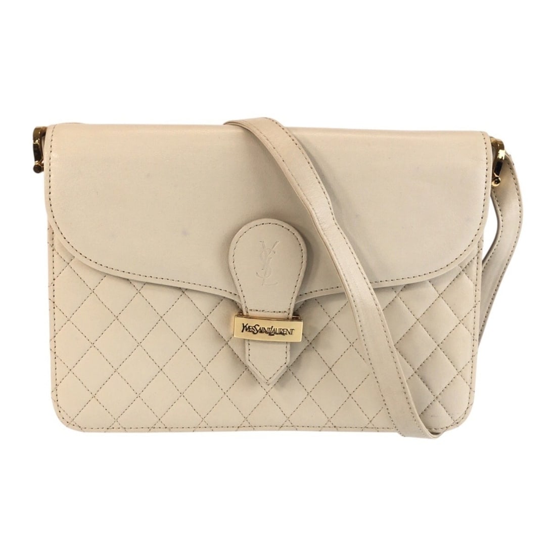 YVES SAINT LAURENT YSL Quilted White Leather Shoulder Bag with Gold Hardware for Women: --- Catalog ---Category: SizeSize (HxWxD): 16cm x 23cm x 3cm / 6.29'' x 9.05'' x 1.18''Category: DesignType: Shoulder bagColor: WhiteGender: WomenMaterial: Leather Category: GeneralBrand: Yves Saint L