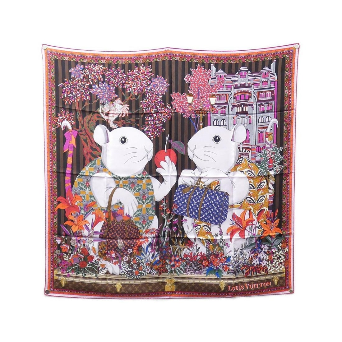 Louis Vuitton Monogram Carre Rat Animals M76123 Scarf Muffler: --- Catalog ---Category: SizeSize (LxW): 90cm x 90cm / 35.43'' x 35.43''Category: DesignType: ScarfColor: MonogramGender: WomenMaterial: Silk Category: GeneralMPN: M76123Brand: Louis Vuitton--- Item