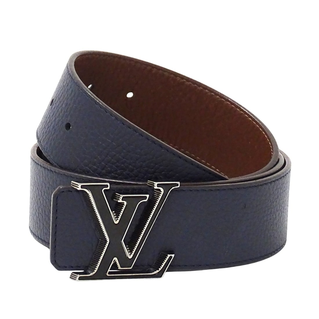 Louis Vuitton LOUIS VUITTON Men's Belt, Brand Belt - LV Tilt Reverse Torillon, Navy Brown, M0027,: --- Catalog ---Category: SizeWidth: 4cm / 1.57''Length: 106cm / 41.73''Category: DesignType: Standard beltColor: Brown, NavyGender: MenLeather/Fur Type: Taurillon leatherMaterial (Strap): Leather Cate