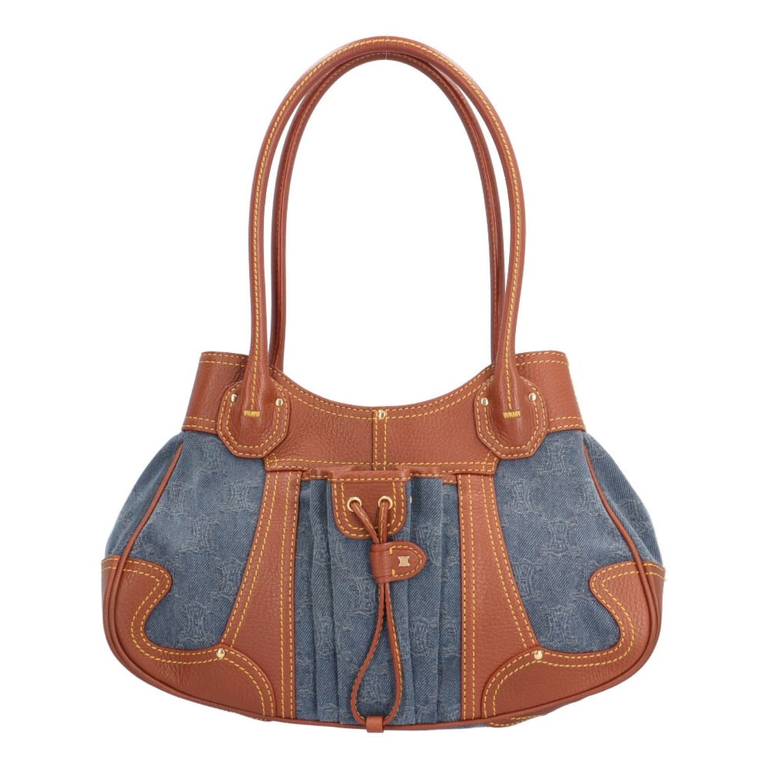 Celine Paris Macadam Shoulder Bag, Denim Blue, Women's CELINE: --- Catalog ---Category: SizeWeight: 670g / 1.47lb.Size (HxWxD): 20cm x 33cm x 10cm / 7.87'' x 12.99'' x 3.93''Strap Length: 52cm / 20.47''Category: DesignType: Shoulder bagColor: Blue, BrownGender: W