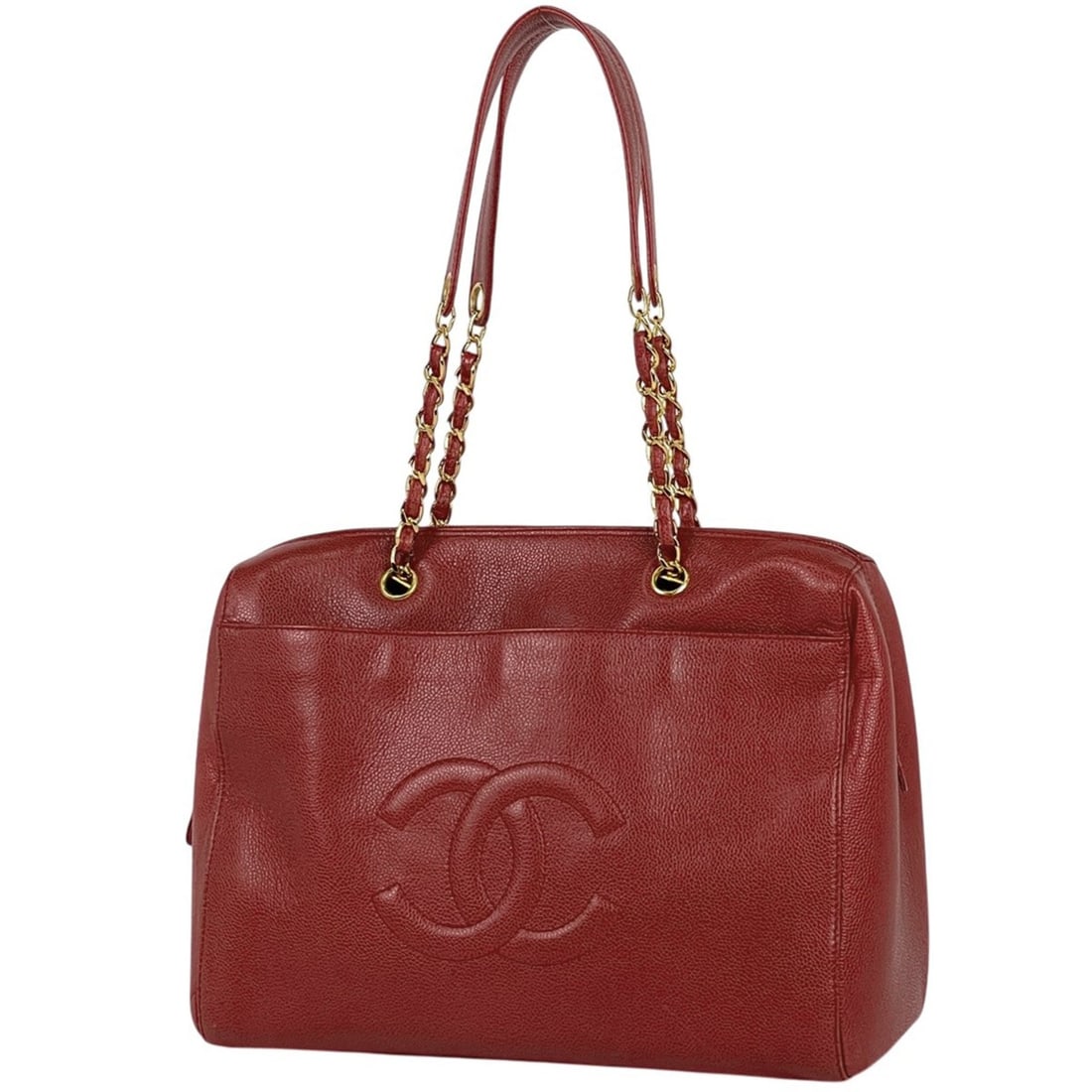 Chanel tote bag, Coco Mark, chain, caviar leather, red, women's.: --- Catalog ---Category: SizeSize (HxWxD): 25.5cm x 34.5cm x 14cm / 10.03'' x 13.58'' x 5.51''Category: DesignType: Tote bagColor: Red colorGender: WomenMaterial: Grained Calfskin Category: GeneralBra