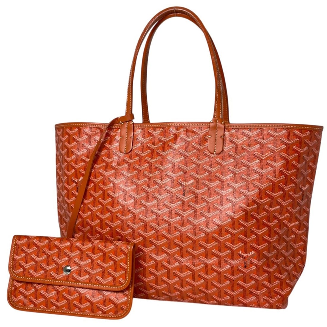 Goyard Saint Louis PM Reversible Tote Bag, All-over Print, Coated Canvas, Orange, Women's: --- Catalog ---Category: SizeSize (HxWxD): 27cm x 34cm x 14cm / 10.62'' x 13.38'' x 5.51''Category: DesignType: Tote bagColor: OrangeGender: WomenMaterial: Coated canvas , Leather Category: GeneralBra