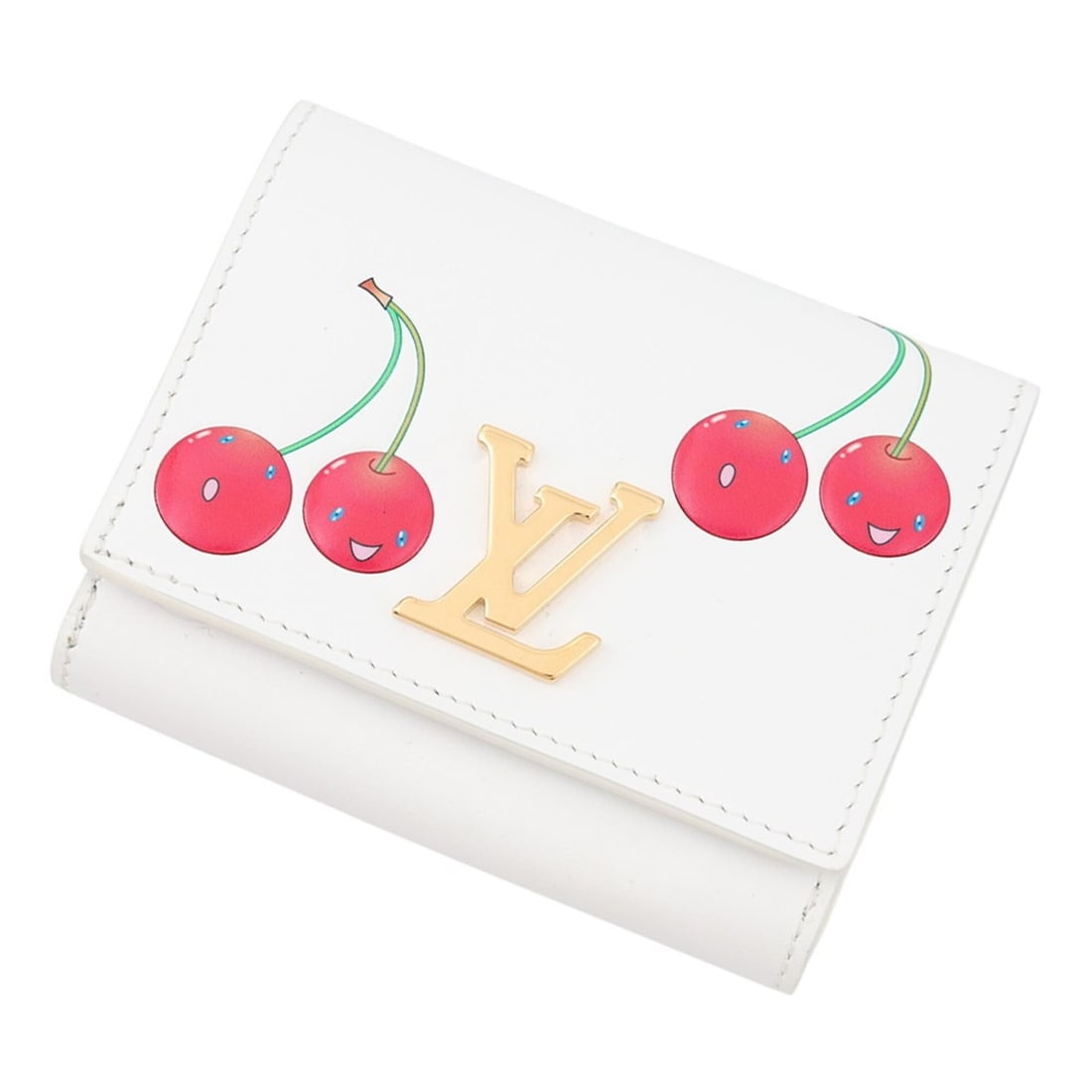 Louis Vuitton Bi-fold Wallet L V x TM Portefeuille Capucines Tiny Calf Leather M14298 LOUIS VUITTON: --- Catalog ---Category: SizeSize (HxWxD): 8cm x 10.5cm / 3.14'' x 4.13''Category: DesignType: Wallet (bi-fold)Color: WhiteGender: WomenMaterial: Leather Leather/Fur Type: Calf leatherCategory: Genera