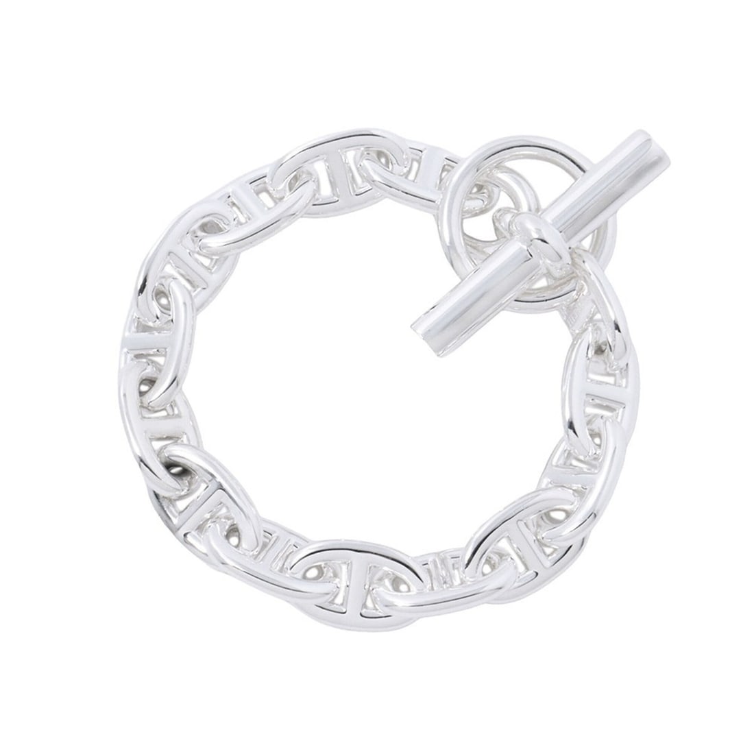 Hermes Chaine d'Ancre MM Bracelet, 14 links, SV925 Silver. (HERMES d'Ancre): --- Catalog ---Category: SizeTotal Length: 19cm / 7.48''Category: DesignType: Charm braceletGender: WomenMaterial: Silver 925Category: GeneralBrand: HermesCountry of Origin: France--- Item List ---Sec