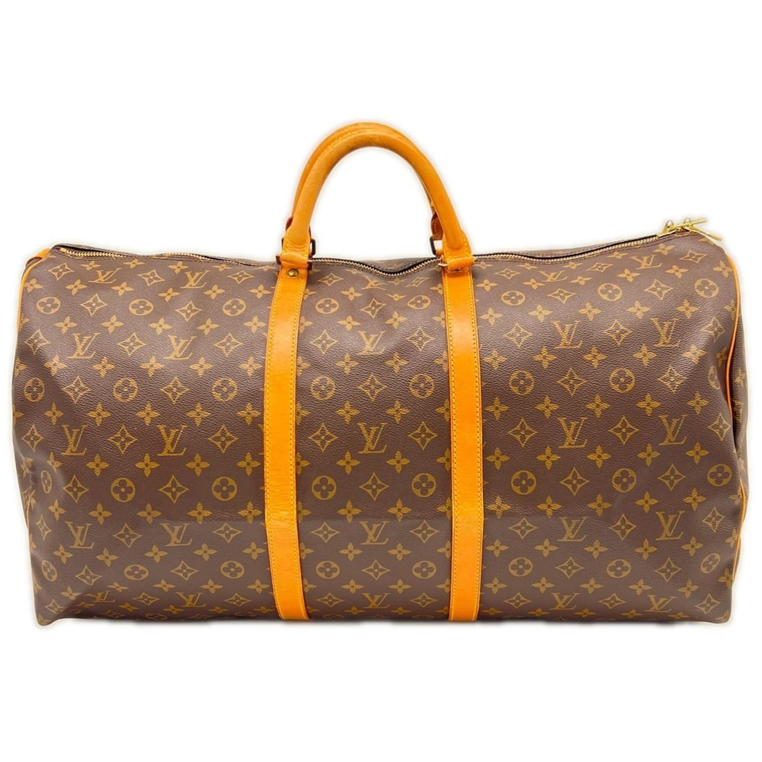 LOUIS VUITTON Louis Vuitton Monogram Keepall 60 M41422 Boston Bag Brown Beige Leather Men's: --- Catalog ---Category: SizeSize (HxWxD): 31cm x 60cm x 26cm / 12.2'' x 23.62'' x 10.23''Handle Length: 30cm / 11.81''Category: DesignType: Boston bagColor: Beige, BrownGender: MenClosure: ZipperMate