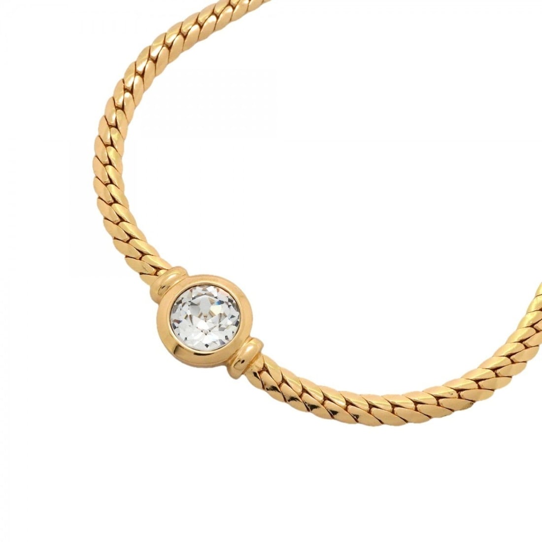 Christian Dior Necklace, GP Plated, Rhinestone, Gold, Women's: --- Catalog ---Category: SizePendant Size: 14.3mm x 18.9mm / 0.56'' x 0.74''Neck Circumference: 39.5 cm - 45 cm / 15.55'' - 17.71''Category: DesignColor: GoldGender: WomenMaterial: Gold plating, Rhine