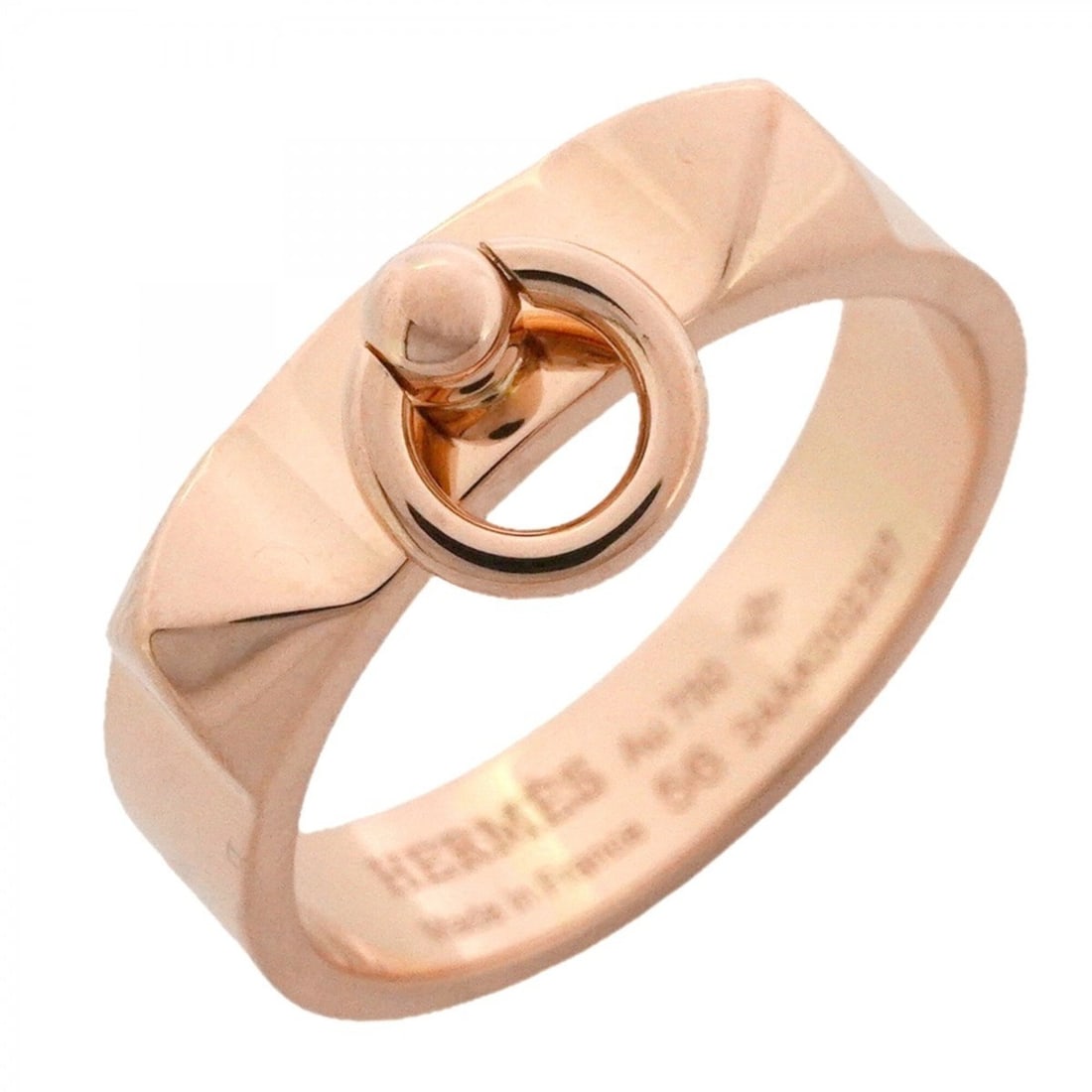 Hermes Collier de Chien Ring, 18K Pink Gold, Size #56, Men's/Women's, OP007222: --- Catalog ---Category: SizeUS Size: 8Brand Size: 56Category: DesignType: Band ringGender: Men,WomenMaterial: Pink gold (18K)Category: GeneralBrand: Hermes--- Item List ---Section: ConditionRanking: 