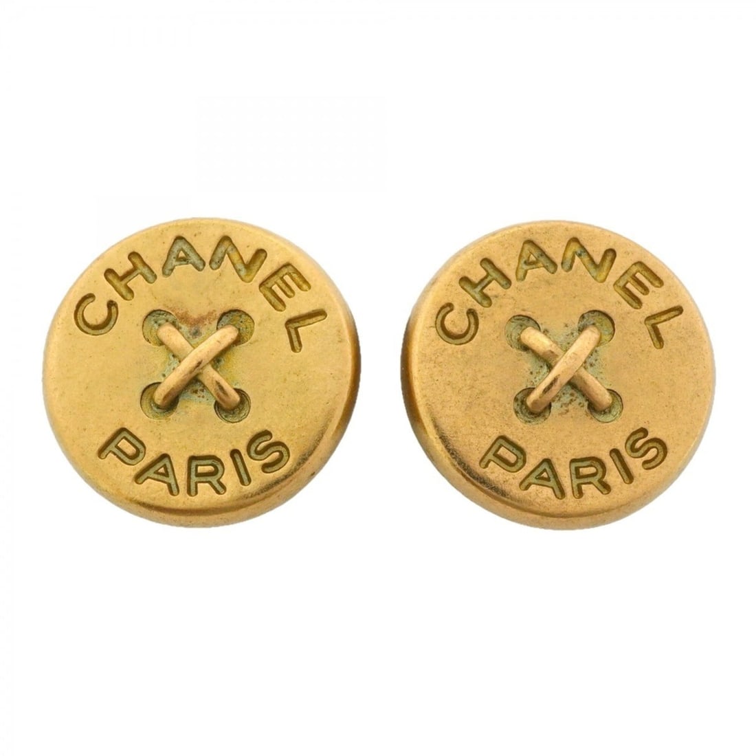 Chanel Earrings, Circle Button Motif, GP Plated Gold, Women's: --- Catalog ---Category: SizeSize (HxWxD): 21.10mm x 21.30mm / 0.83'' x 0.84''Category: DesignType: Clip earringsColor: GoldGender: WomenMaterial: Gold platingCategory: GeneralBrand: Chanel--- Item Li