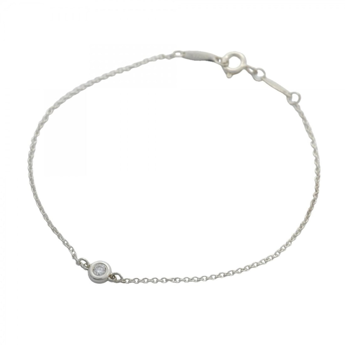 Tiffany & Co. By the Yard Bracelet, 1PD (One Diamond), Sterling Silver 925, Women's: --- Catalog ---Category: SizeLength: 18cm / 7.08''Category: DesignType: Charm braceletStone: DiamondGender: WomenMaterial: Silver 925Category: GeneralBrand: Tiffany--- Item List ---Section: ConditionR