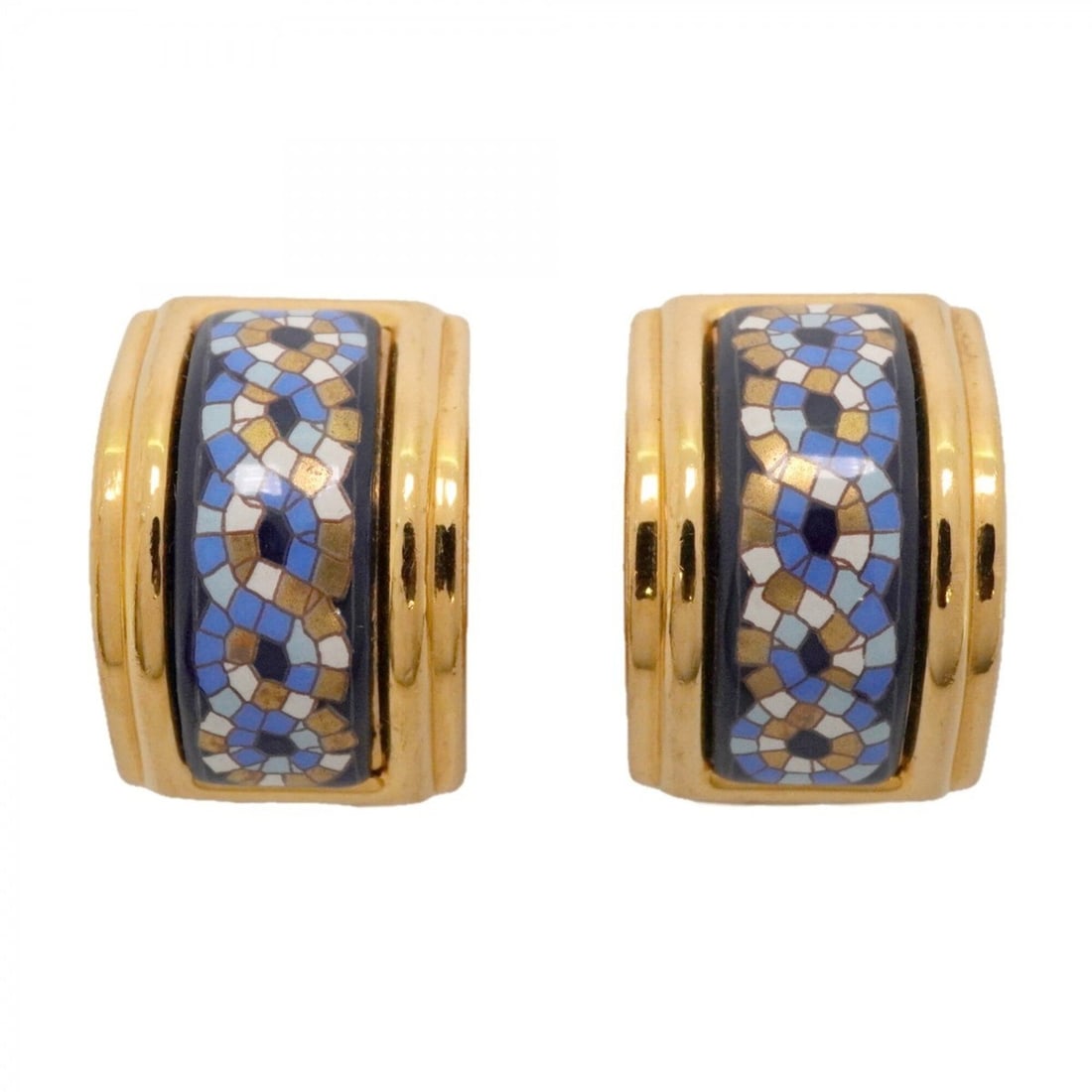 Hermes Earrings, Enamel, GP Plated, Cloisonné, Gold, Blue, Multicolor, Women's: --- Catalog ---Category: SizeSize (HxWxD): 20.20mm x 14.10mm / 0.80'' x 0.56''Category: DesignType: Clip earringsColor: Blue, Gold, Multi-colorGender: WomenMaterial: Cloisonné/enamel, Gold platingCat