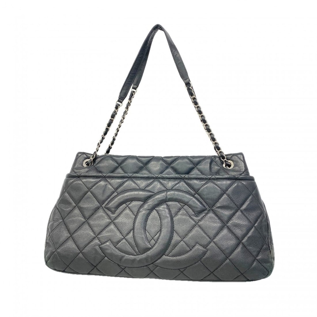 Chanel Tote Bag/Chain Tote, Matelassé Caviar Leather, Black, Women's: --- Catalog ---Category: SizeSize (HxWxD): 25cm x 43cm x 8.5cm / 9.84'' x 16.92'' x 3.34''Category: DesignType: Tote bagColor: BlackGender: WomenMaterial: Grained Calfskin Hardware Color: SilverCatego