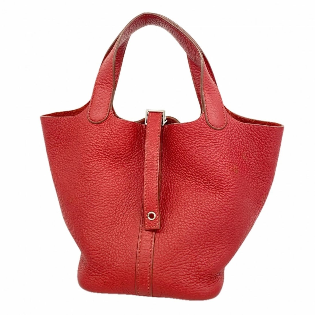 Hermes Picotin Lock PM handbag, Taurillon Clemence leather, Rouge Casaque, ?L stamp, women's. (1 of 11)