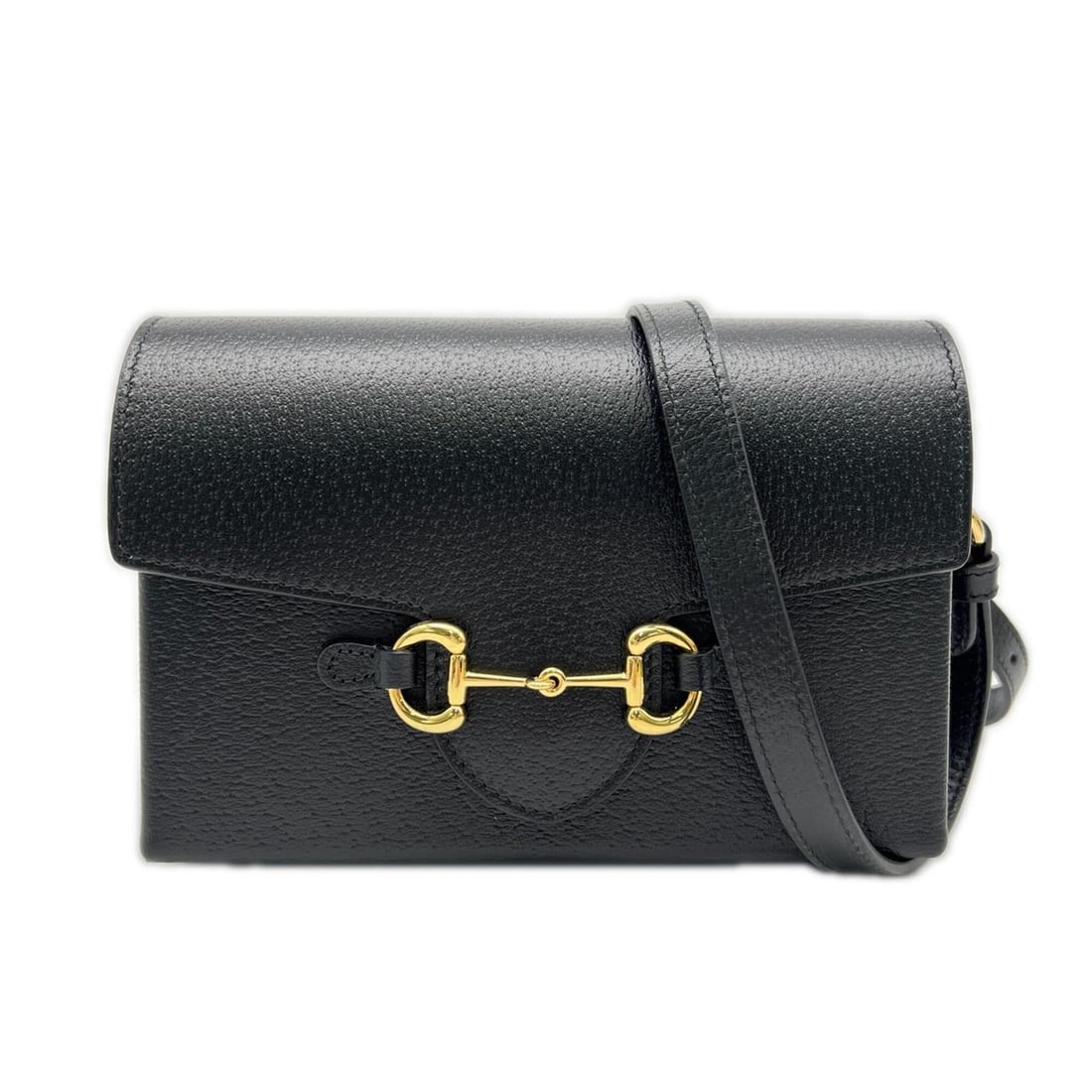GUCCI Leather Horsebit 1955 732314 Shoulder Bag, Black Leather, Women's (1 of 14)
