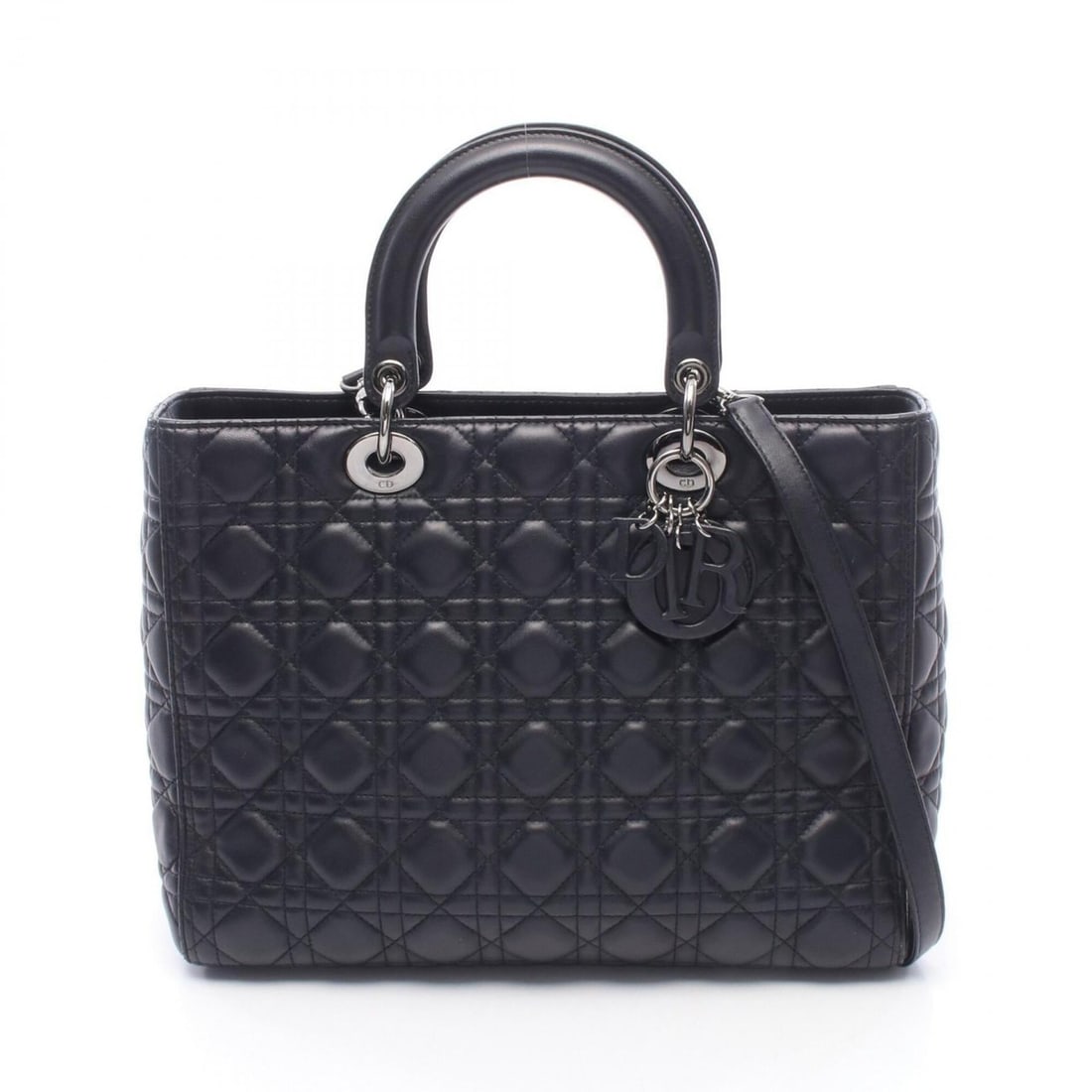 Christian Dior Dior Lady Large 2-Way Handbag, Leather, Women's, Black: --- Catalog ---Category: SizeSize (HxWxD): 25cm x 32cm x 11cm / 9.84'' x 12.59'' x 4.33''Category: DesignType: HandbagColor: BlackGender: WomenMaterial: Leather Category: GeneralBrand: Christian Dior-