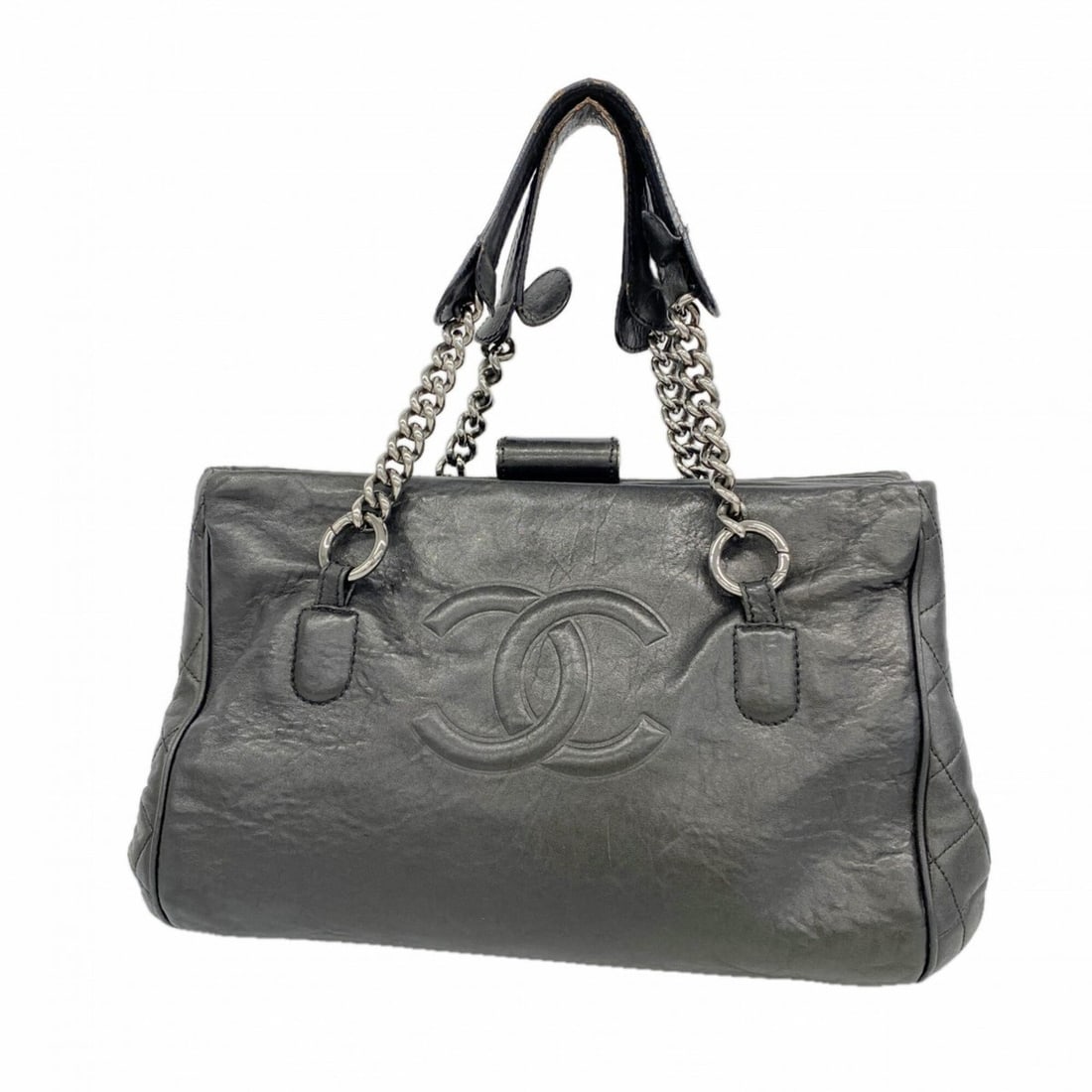 Chanel Tote Bag / Chain Leather Black Women's: --- Catalog ---Category: SizeSize (HxWxD): 23cm x 37cm x 18cm / 9.05'' x 14.56'' x 7.08''Category: DesignType: Tote bagColor: BlackGender: WomenMaterial: Leather Hardware Color: SilverCategory: Genera