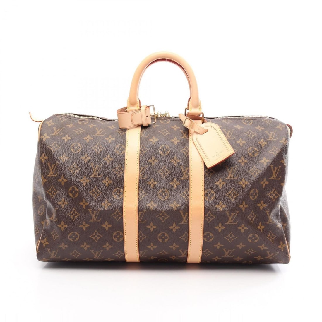 Louis Vuitton Keepall 45 Boston Bag Handbag, Coated Canvas and Leather, Monogram Pattern, Men's: --- Catalog ---Category: SizeSize (HxWxD): 26cm x 46cm x 20cm / 10.23'' x 18.11'' x 7.87''Category: DesignType: Boston bag, HandbagColor: Brown, MonogramGender: Men,WomenMaterial: Coated canvas , Leat