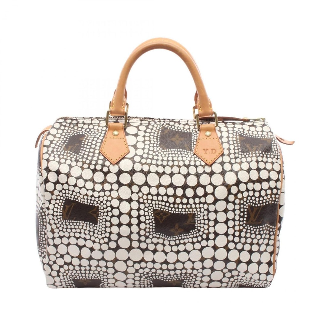 Louis Vuitton x Yayoi Kusama Speedy 30 Handbag, Coated Canvas and Leather, Monogram Town, Women's,: --- Catalog ---Category: SizeSize (HxWxD): 22cm x 30cm x 17cm / 8.66'' x 11.81'' x 6.69''Category: DesignType: HandbagColor: Brown, Monogram, WhiteGender: WomenMaterial: Coated canvas , Leather Catego