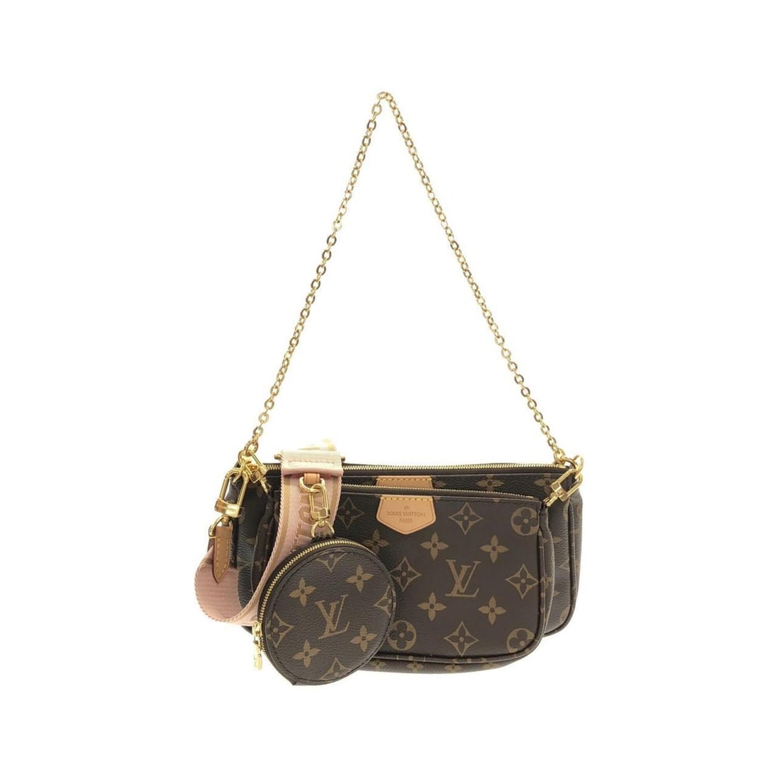 Louis Vuitton Monogram Multi Pochette Accessoires M44840 Shoulder Bag: --- Catalog ---Category: SizeSize (HxWxD): 14cm x 24cm x 4cm / 5.51'' x 9.44'' x 1.57''Category: DesignType: Pochette, Pouch, Shoulder bagColor: Marron, Rose clairGender: Men,WomenMaterial: Coated can