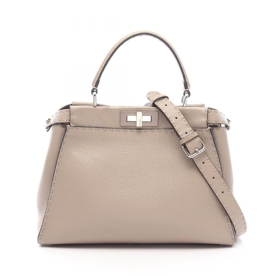 Fendi Peekaboo Regular 2-Way Handbag, Leather, Women's, Beige: --- Catalog ---Category: SizeSize (HxWxD): 24cm x 34cm x 13cm / 9.44'' x 13.38'' x 5.11''Category: DesignType: HandbagColor: BeigeGender: WomenMaterial: Leather Category: GeneralBrand: Fendi--- Item L