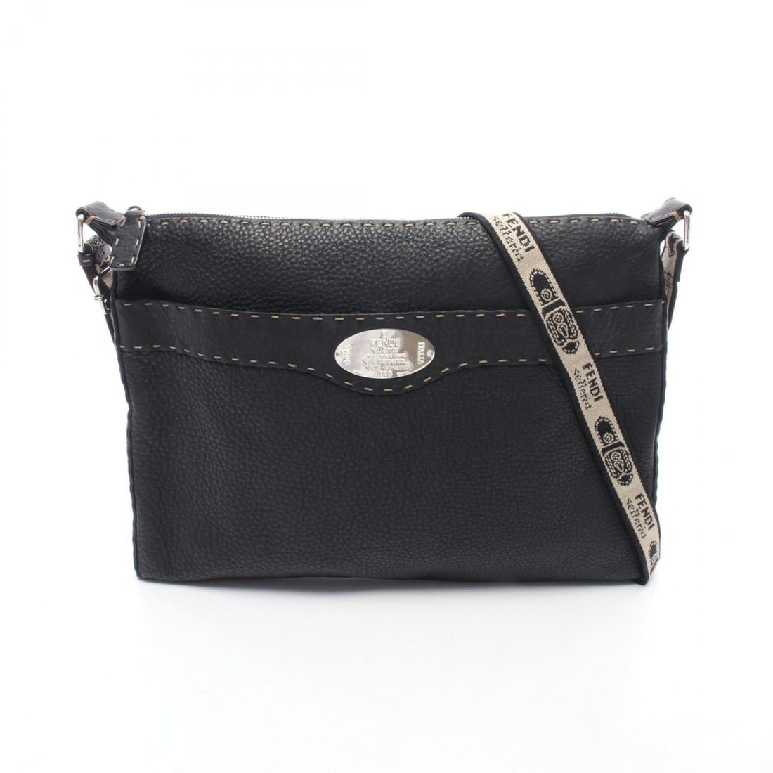 Fendi Selleria Shoulder Bag/Handbag, Leather, Women's, Black (8BT093): --- Catalog ---Category: SizeSize (HxWxD): 26cm x 36cm x 3cm / 10.23'' x 14.17'' x 1.18''Category: DesignType: Handbag, Shoulder bagColor: BlackGender: WomenMaterial: Leather Category: GeneralMPN: 8BT