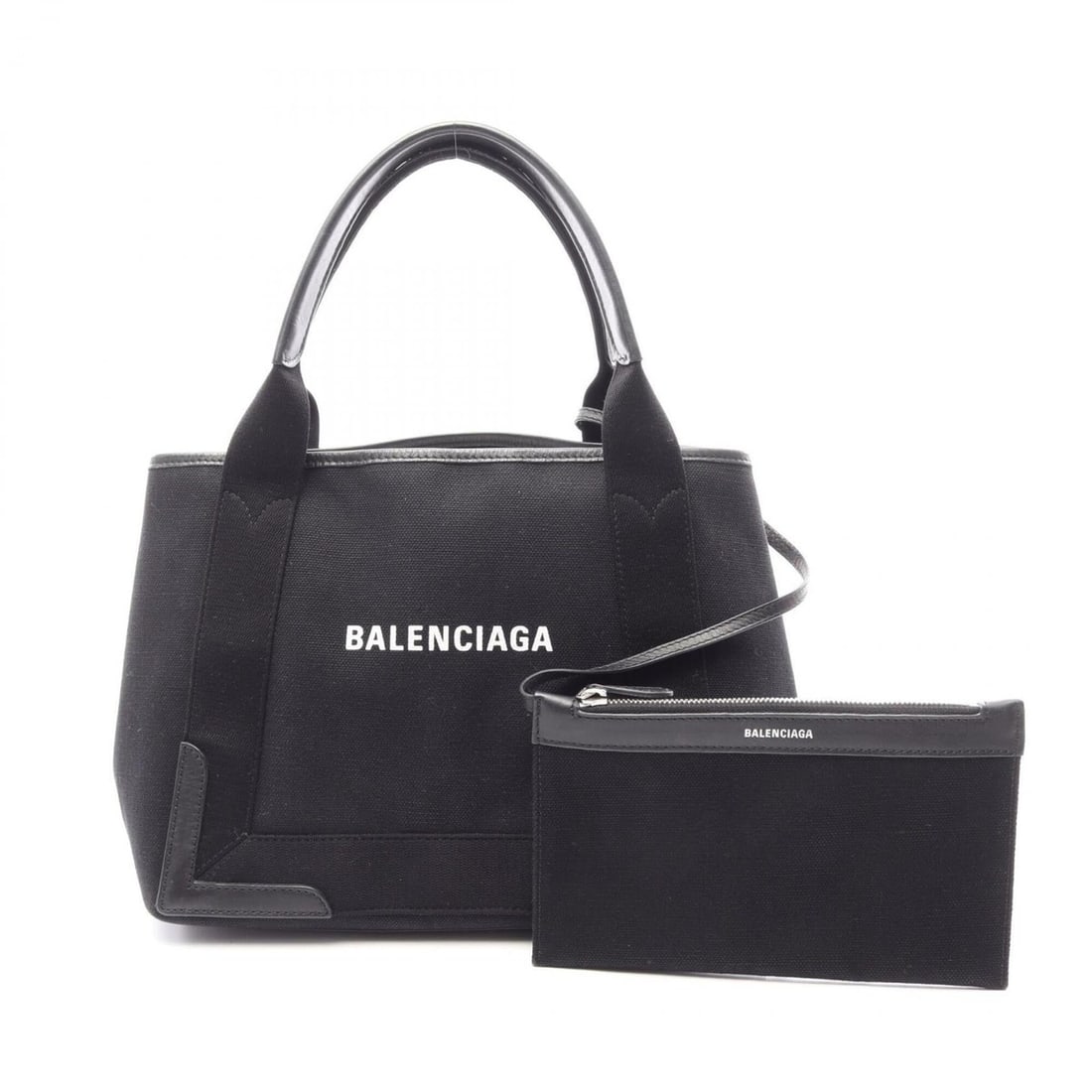 Balenciaga Navy Cabas S Tote Bag Handbag Canvas Leather Women's Black 339933: --- Catalog ---Category: SizeSize (HxWxD): 22cm x 30cm x 18cm / 8.66'' x 11.81'' x 7.08''Category: DesignType: Handbag, Pouch, Tote bagColor: BlackGender: WomenMaterial: Canvas , Leather Category: Gen