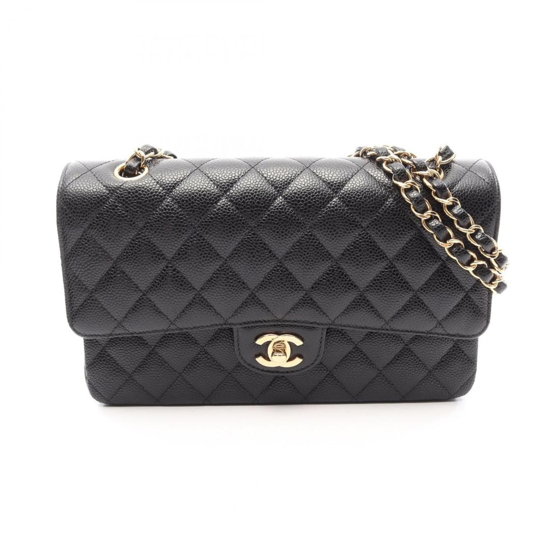 Chanel Matelassé Double Flap Shoulder Bag/Handbag, Caviar Leather (Grained Calfskin), Women's,: --- Catalog ---Category: SizeSize (HxWxD): 16cm x 25cm x 6.5cm / 6.29'' x 9.84'' x 2.55''Category: DesignType: Handbag, Shoulder bagColor: BlackGender: WomenMaterial: Grained Calfskin Category: Genera