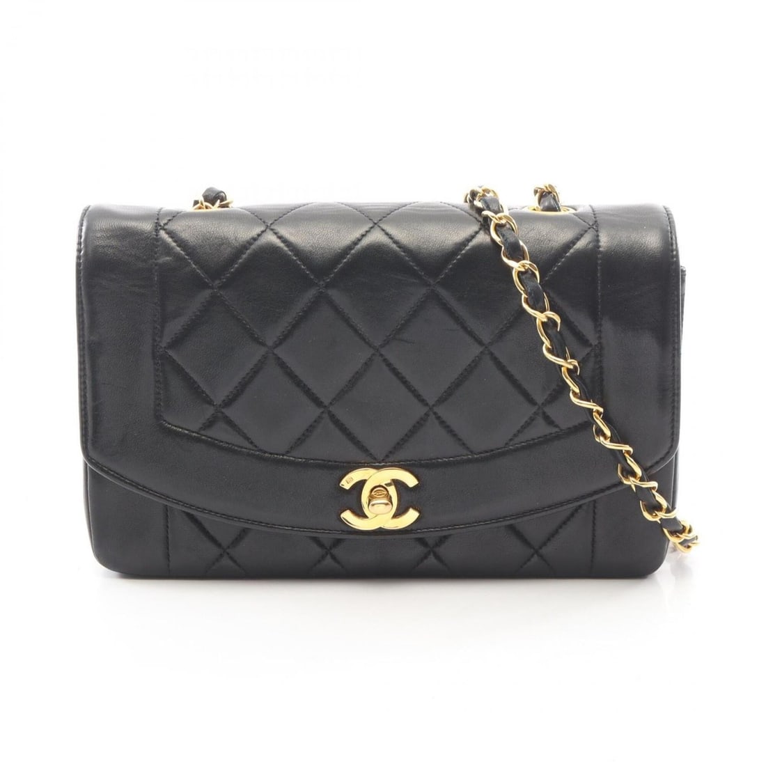Chanel Matelassé Diana Flap Shoulder Bag/Handbag, Lambskin Leather, Women's, Black: --- Catalog ---Category: SizeSize (HxWxD): 14cm x 22cm x 7cm / 5.51'' x 8.66'' x 2.75''Category: DesignType: Handbag, Shoulder bagColor: BlackGender: WomenCategory: GeneralBrand: Chanel--- Item List -