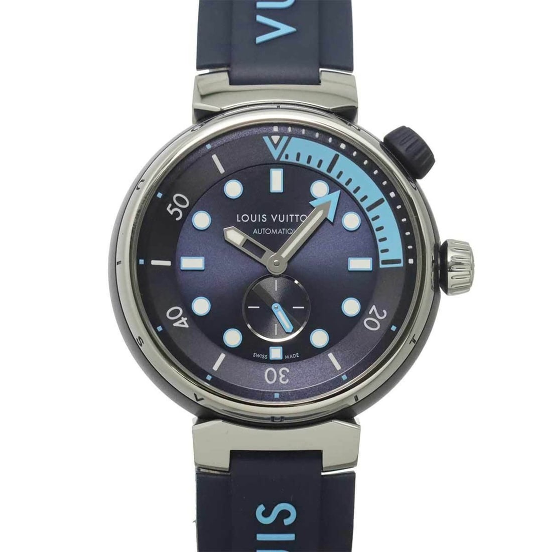 Louis Vuitton Tambour Street Diver Skyline Blue QA121 Men's Watch Navy Automatic Self-winding: --- Catalog ---Category: SizeWrist Size: 14.5cm - 19cm / 5.7'' - 7.48''Case Diameter: 44mm / 1.73''Category: DesignType: WristwatchGender: MenColor (Dial): NavyMaterial (Band): Rubber, Stainless steel