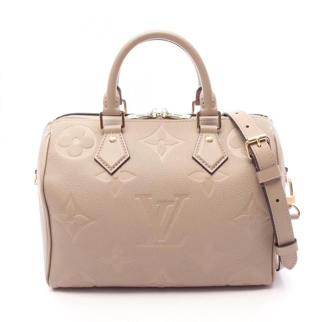 Louis Vuitton Speedy Bandoulière 25 Monogram Empreinte Giant Tourterelle 2-Way Handbag, Leather,: --- Catalog ---Category: SizeSize (HxWxD): 19cm x 26cm x 13cm / 7.48'' x 10.23'' x 5.11''Category: DesignType: HandbagColor: BeigeGender: WomenMaterial: Leather Category: GeneralMPN: M59273Brand: Loui