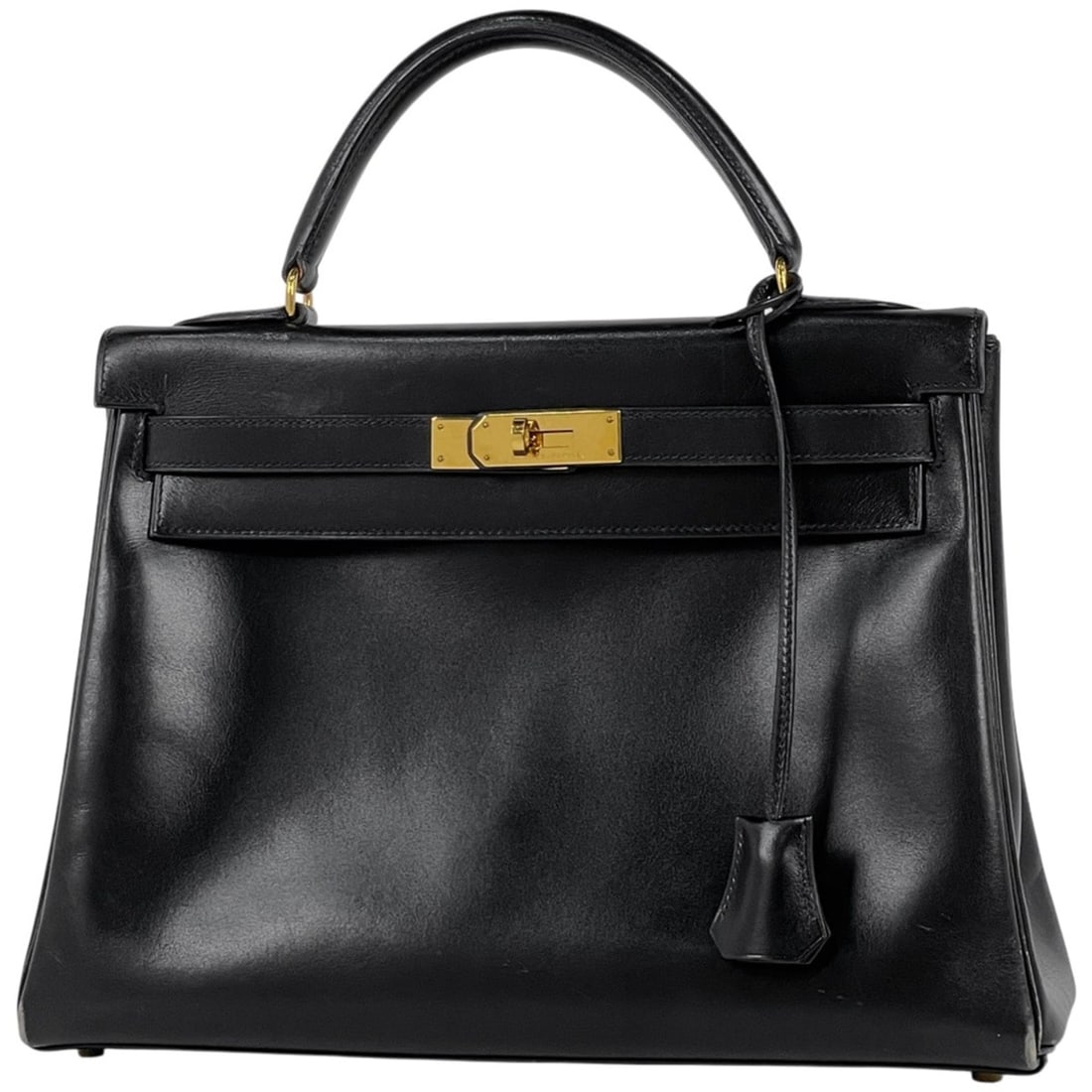 Hermes Kelly 32 Handbag, Inside Stitching, 2-Way, Box Calf Leather, Black, Women's (1 of 11)