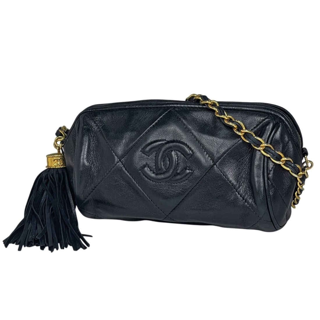 Chanel Matelassé Shoulder Bag with Coco Mark and Fringe, Leather, Navy, Women's: --- Catalog ---Category: SizeSize (HxWxD): 10cm x 17cm x 6cm / 3.93'' x 6.69'' x 2.36''Category: DesignType: Shoulder bagColor: NavyGender: WomenMaterial: Leather Category: GeneralBrand: Chanel--- Ite