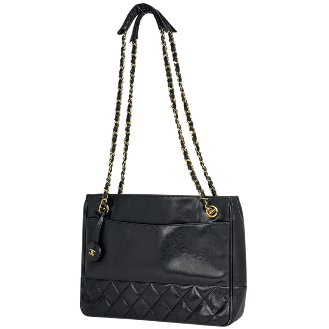 Chanel tote bag, Coco Mark, Matelassé leather, black, women's.: --- Catalog ---Category: SizeSize (HxWxD): 21cm x 28.5cm x 7cm / 8.26'' x 11.22'' x 2.75''Category: DesignType: Tote bagColor: BlackGender: WomenMaterial: Leather Category: GeneralBrand: Chanel--- Ite
