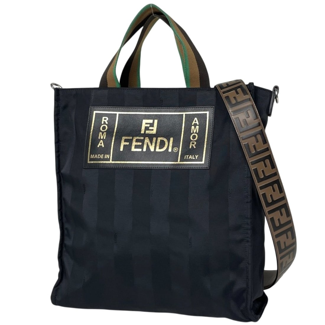 Fendi FENDI Tote Bag, Pecan Pattern, 2-Way, Nylon, Black, 7VA454, Women's: --- Catalog ---Category: SizeSize (HxWxD): 37cm x 35cm x 12cm / 14.56'' x 13.77'' x 4.72''Category: DesignType: Tote bagColor: BlackGender: WomenMaterial: Nylon Category: GeneralMPN: 7VA454Brand: Fend