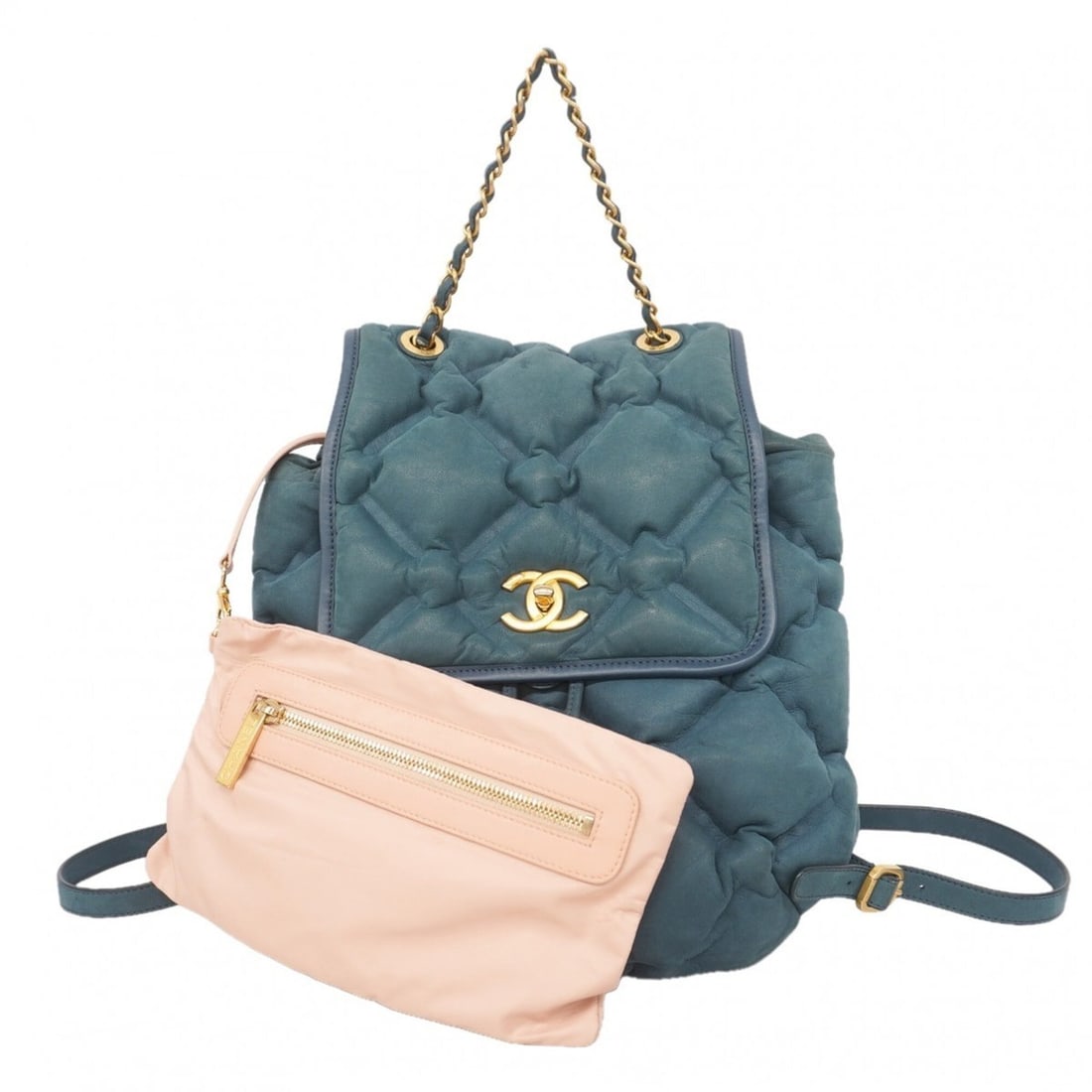 Chanel Backpack/Daypack, Bubble Quilted Leather, Blue, Women's, P3236034 (1 of 9)